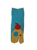 Children's Tabi Socks Yellow Elephant With Apple on Blue