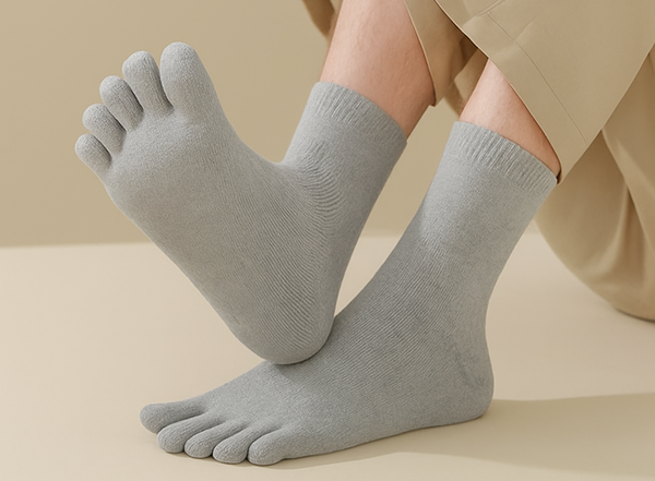 Warm 5-Toe Ankle Socks With Heel