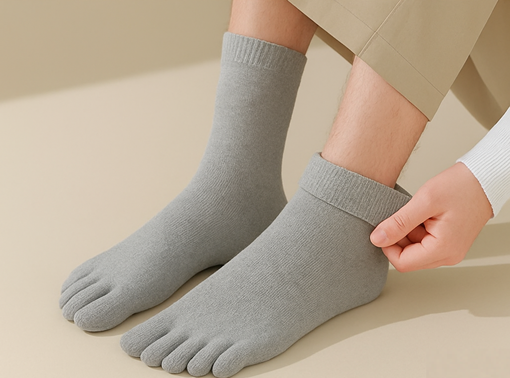 Warm 5-Toe Ankle Socks With Heel