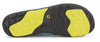 Bottom view of Aqua X Sport in Surf. Black and yellow treads on sole are displayed