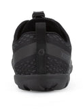 Rear view of Aqua X Sport women's sizing in black. Heel and back pull-on tab are shown