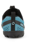 Rear view of Aqua X Sport women's sizing in surf. Heel and back pull-on tab are shown