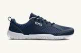 Side view of Lems Primal 2 running shoe in Eclipse. Dark Blue upper and laces, white outsole.