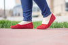 Walking with Phoenix Knit Dressy Flat in Red  Colour and Skinny Jeans