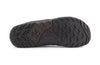 Bottom view of Xcursion Fusion in men's sizing, showing brown and black outsole with chevron treads