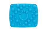 Blue plastic Rox Mat with raised texture made of cirlces of various sizes.