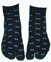 Tabi Socks - Black with Tiny Blue Bows