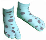 Tabi Socks - Turquoise with Grey Polka Dots