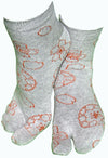 Grey Tabi Socks with Orange Sakura Pattern
