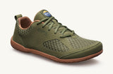 Side view of Lems Primal 2 Olive. Olive green upper and laces, tan lining and outsole.